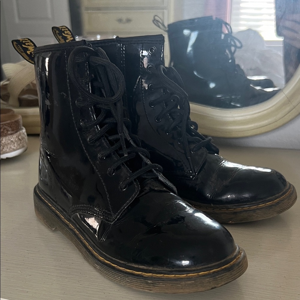 Dr Martens  Black Patent Leather Boots size 7